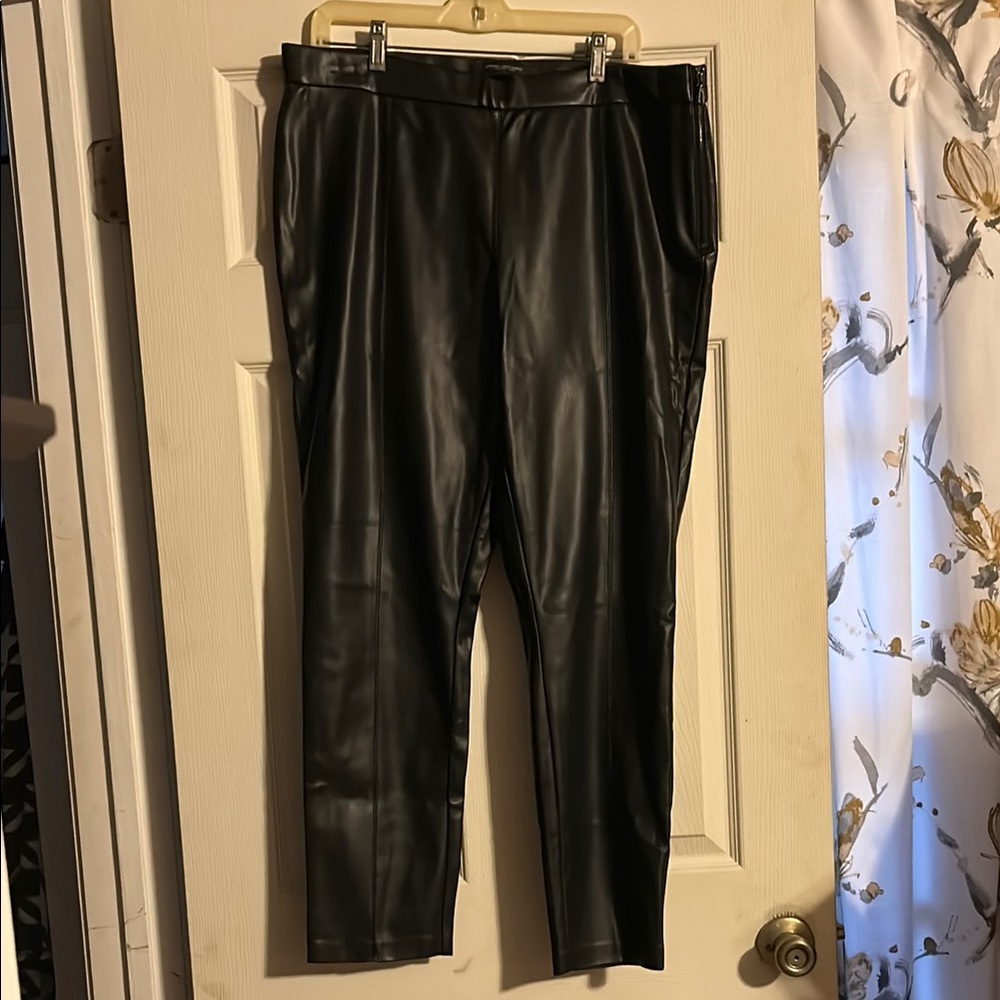 Black Faux Leather High Waist Pants